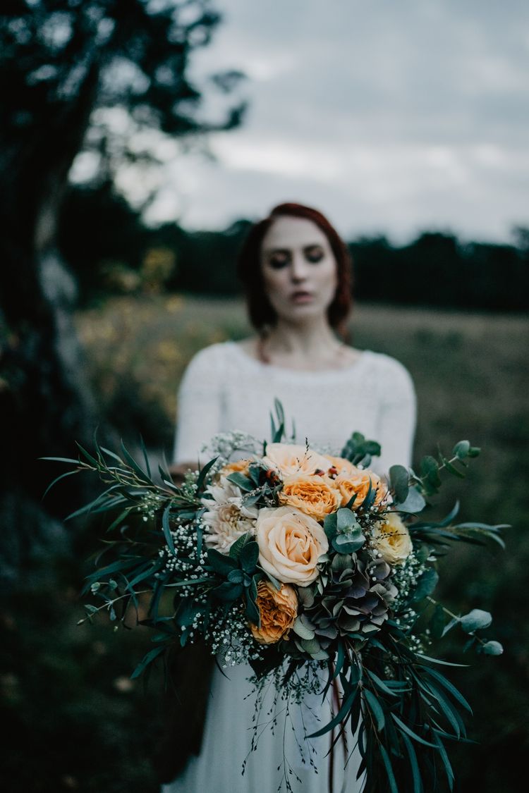 Boho Brautstrauß mit Eucalyptus